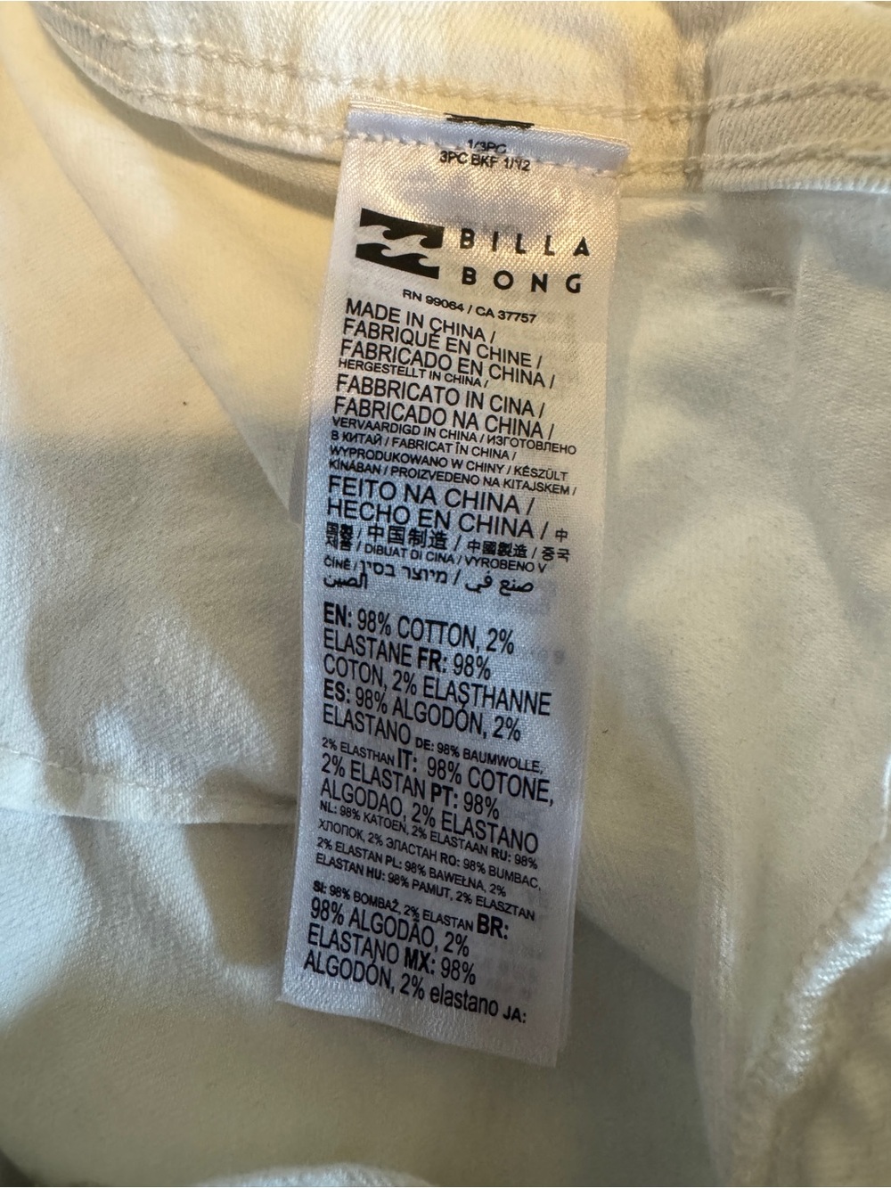 NWOT Billabong White stretch jeans wide leg size 30 - Picture 4 of 5
